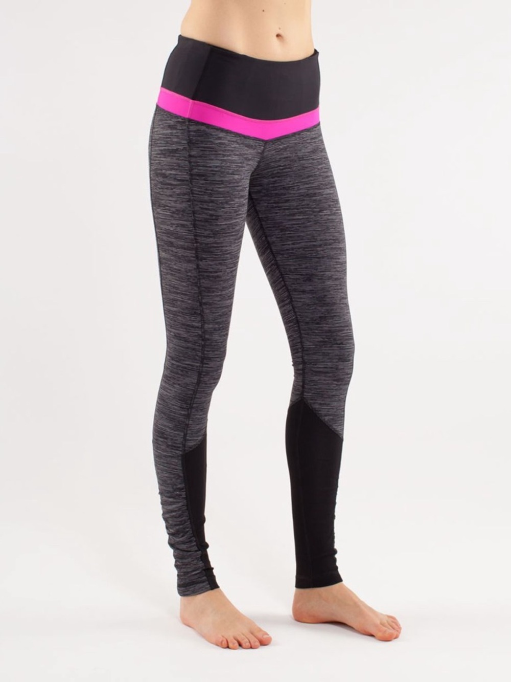 Lululemon spirit run 2 Gray Leggings with Pink Waistband size 10